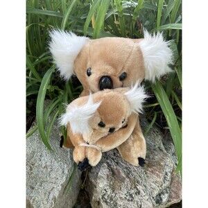 Vintage 1980s Harver Martin Koala Bear With Baby Stuffed Animal Toy Plush 10"